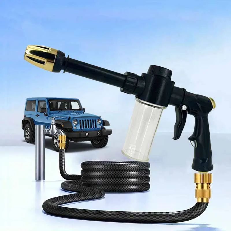 

1 шт. водяной пистолет для мойки автомобилей высокого давления, регулируемый распылитель пены, подходящая водопроводная труба, полив двора/очистка автомобиля