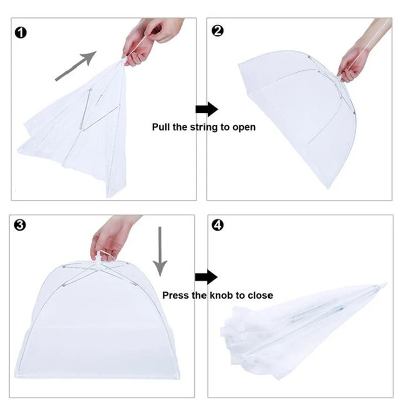 شاشة شبكية لحماية غطاء الطعام، مظلة شبكية قابلة للطي، غطاء طعام للنزهات والمطبخ