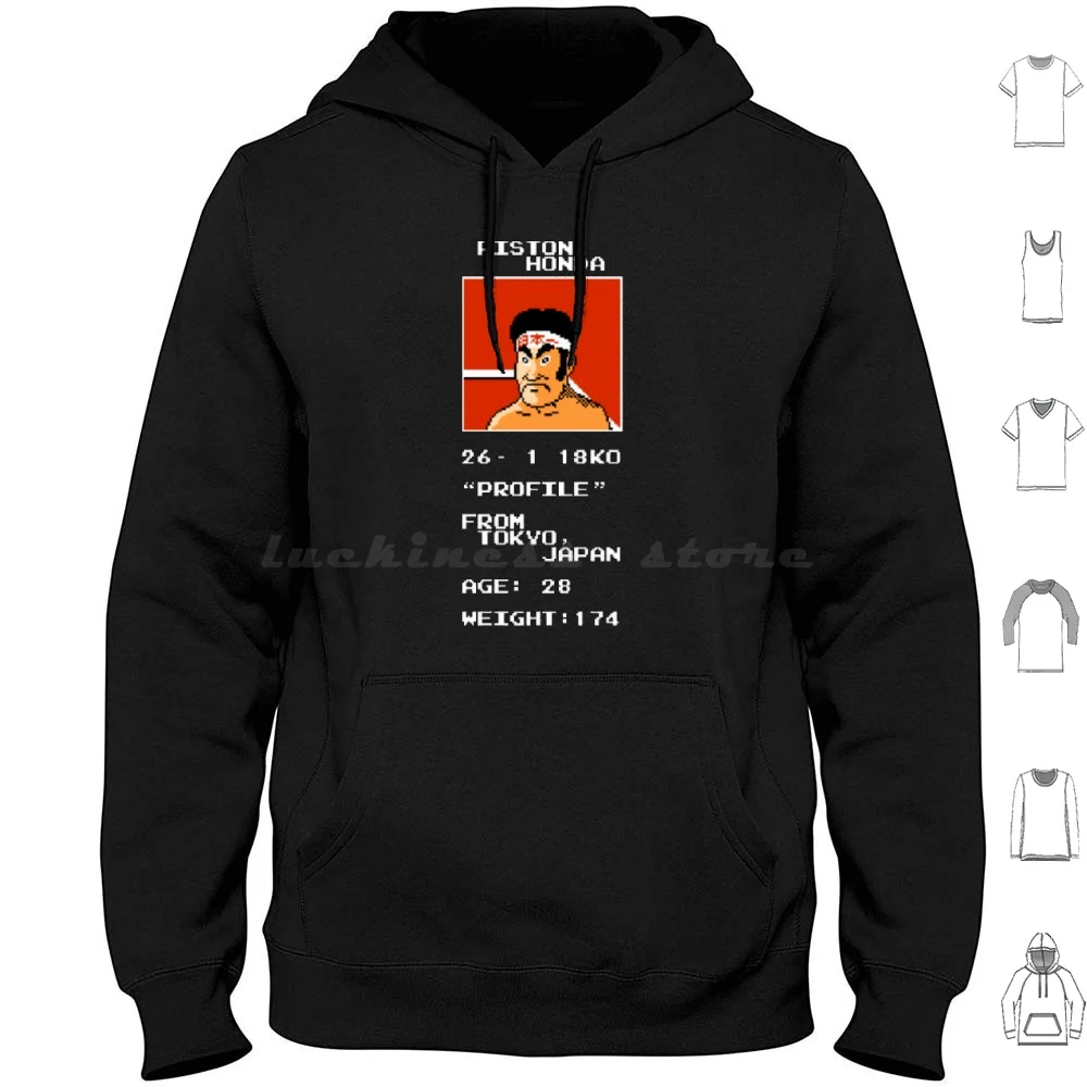 Piston Punch Out Boxer Profile Hoodie Cotton Long Sleeve Little 1980s 80s Video Games Vintage Retro Punchout Littlemac 80s