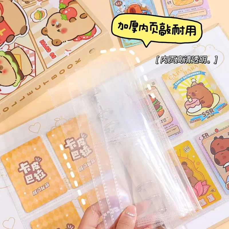Cartoon Capybara Photo Card Binder, Background Paper, Strengthening Ple, Binding Machine, 40 Pockets