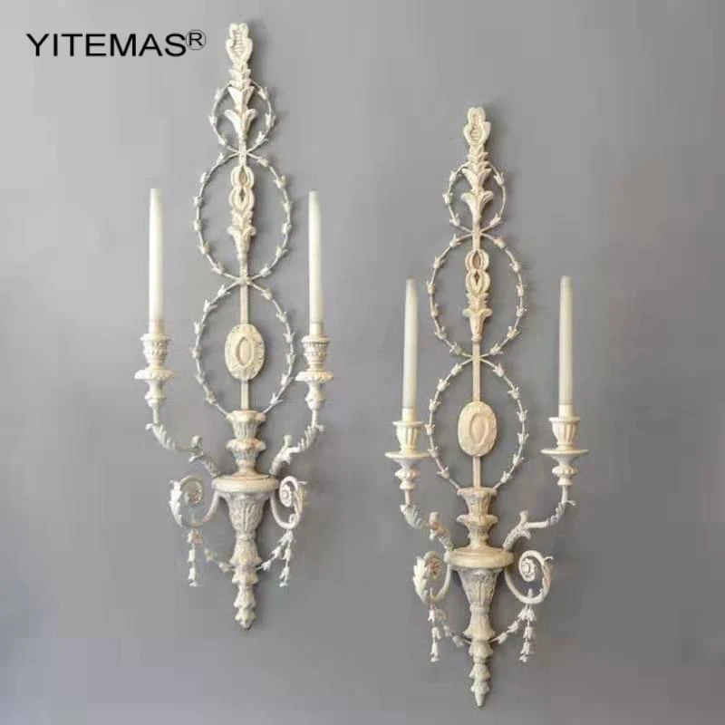 Big French Wall Lamp Retro Lights Vintage White Wall Sconce large Lighting For Living Room Bedroom Lobby foyer Church Farmhouse