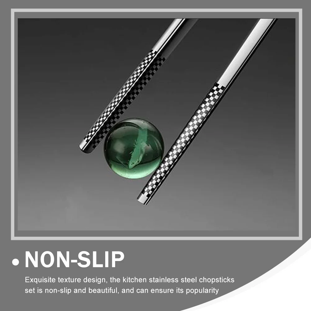

5Pairs Stainless Steel Anti-Slip Chopsticks Reusable Kitchen Tableware Household Food Serving Lightweight