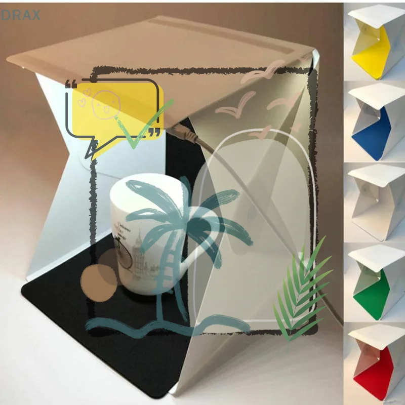 Portable LED Photo Studio Light Box Foldable Photography LED Photo Studio Tent USB Mini Light Box With 2/4/6 Color Backdrop