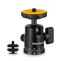 Mini Ball Head Panoramic Tripod Head 1/4'' Hot Shoe Mount for DSLR Camera Camcorder Monitor Smartphone Light Microphone Slider