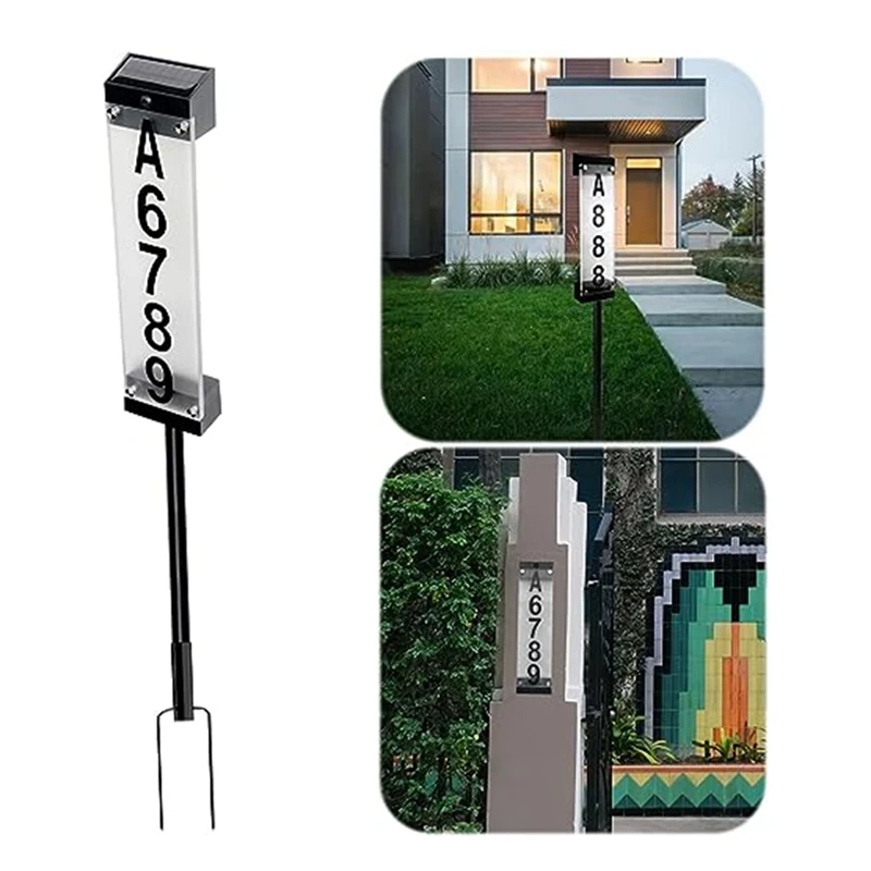 1Set Outdoor Solar House Number Plate Plug-In Door Plate Light Digital Waterproof Villa Address Sign Light Address Sign Light