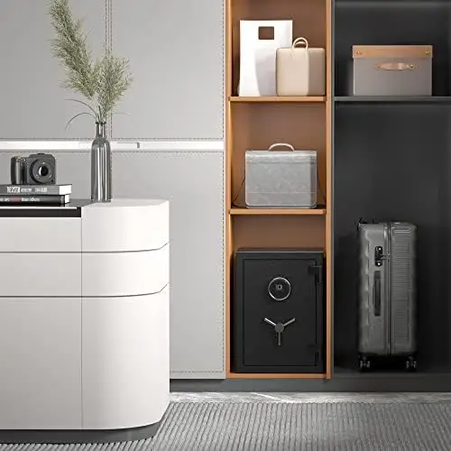 Deluxe Biometric Fireproof Safe Box,Digital Fingerprint Fireproof Waterproof Safe with Touch Screen,Removable Shelf and 3 Spok