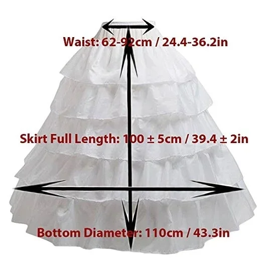 New A-line Long Petticoats For Floor Length Wedding Dress 4 Hoop Crinoline Ruffles Petticoat Underskirt