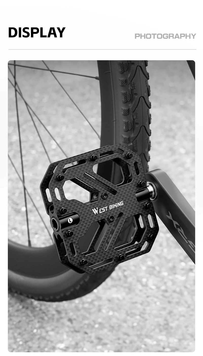 WEST BIKING Carbonfaser-Fahrradpedale 3 Gedichtete Lager Titan-Achse Rutschfeste MTB Rennrad Leichtgewichtige Pedale Fahrradteile – Detail 12