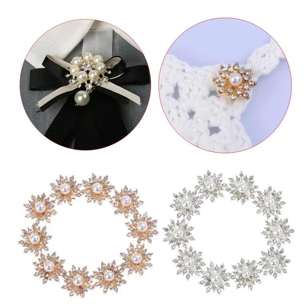 10PCS 16MM DIY Plating Hairpin Accessories Apparel Sewing Pearl Buckle Snowflake Buttons Rhinestone Button