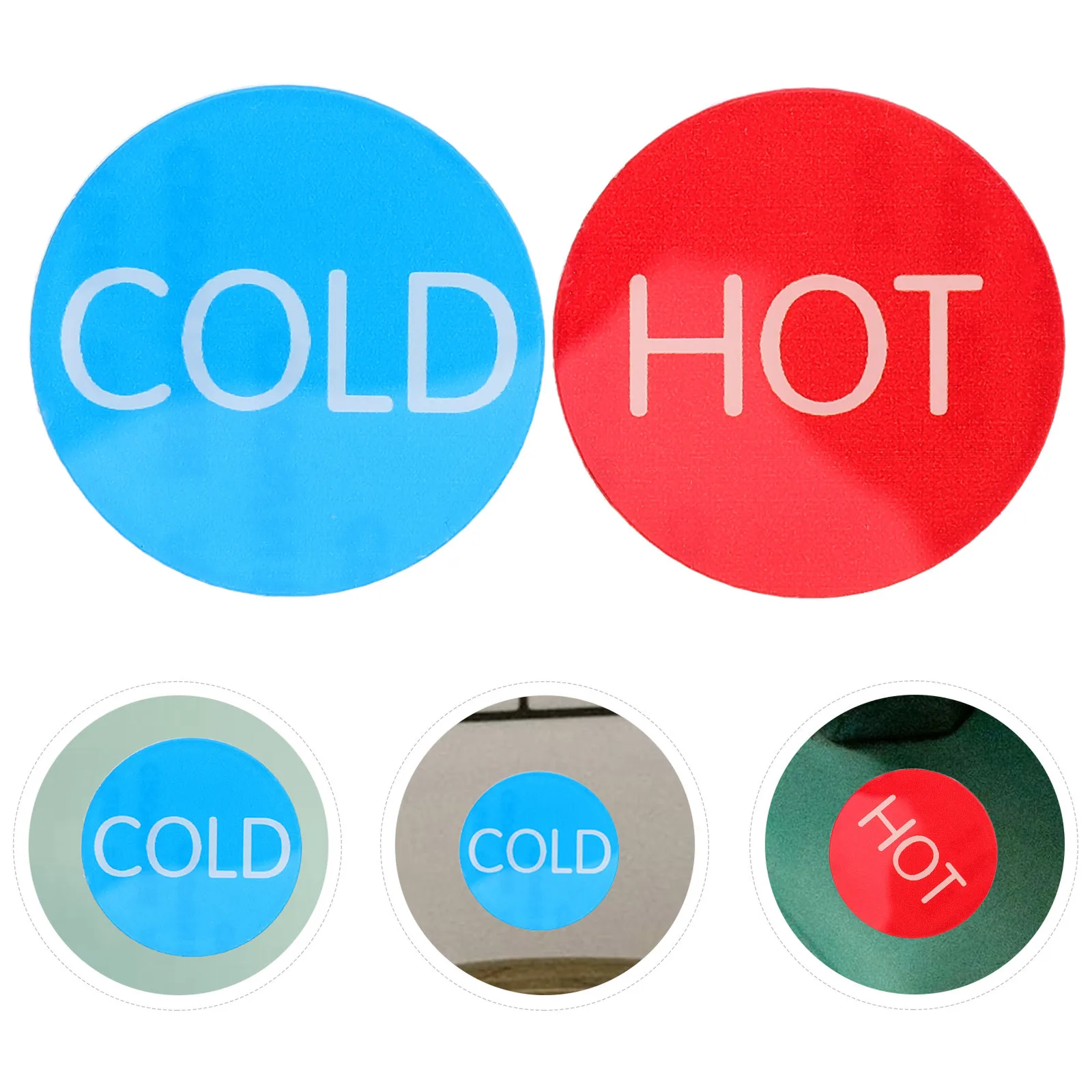 10 Pairs Hot Cold Water Stickers For Bathroom Kitchen Faucet Safety Signs Reusable Acrylic Labels Rustic Design Hotel Restaurant