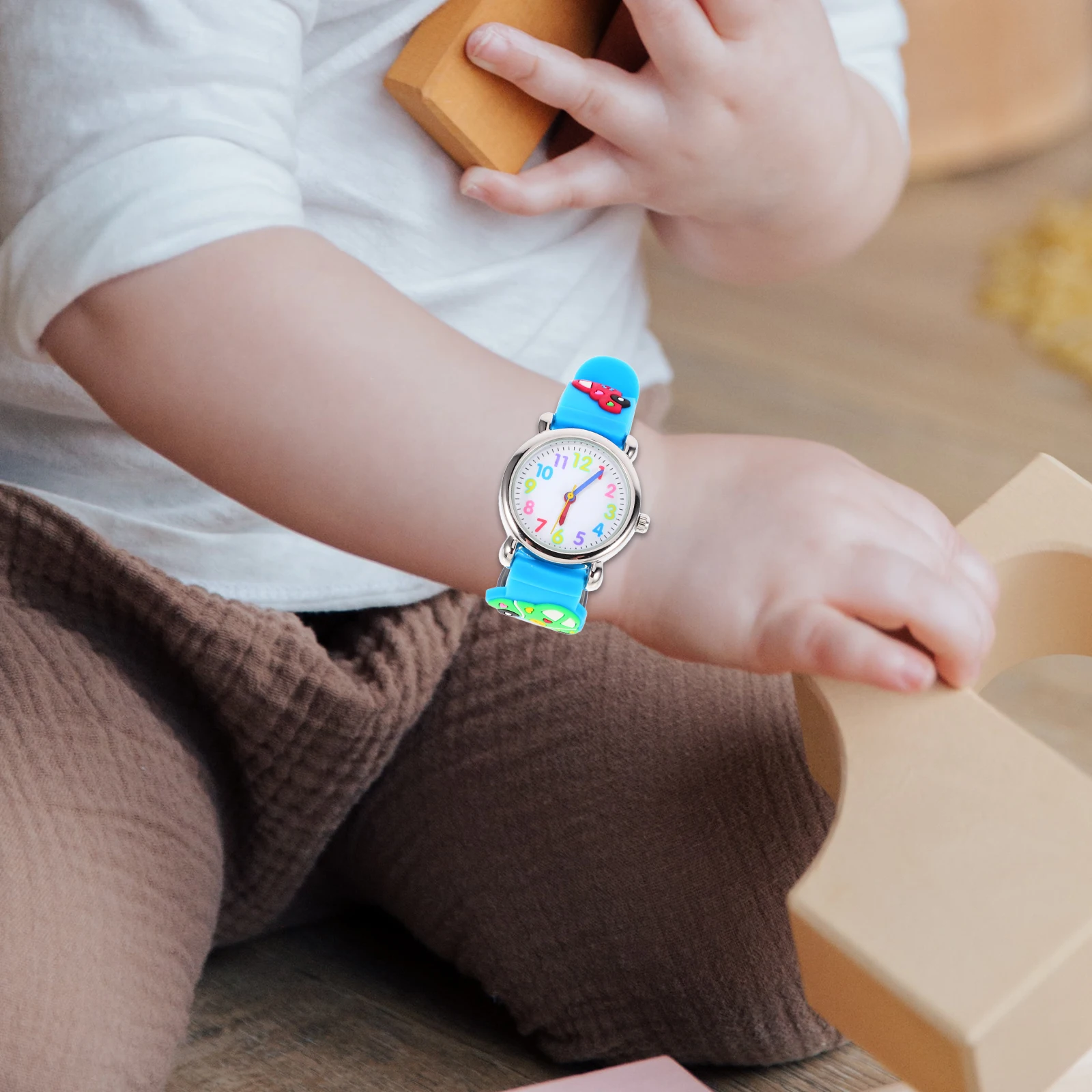 Kids Cartoon Watch Creative Vehicle Pattern Stylish Quartz Wristwatch Comfortable Adjustable Strap Birthday Gift for Toddlers
