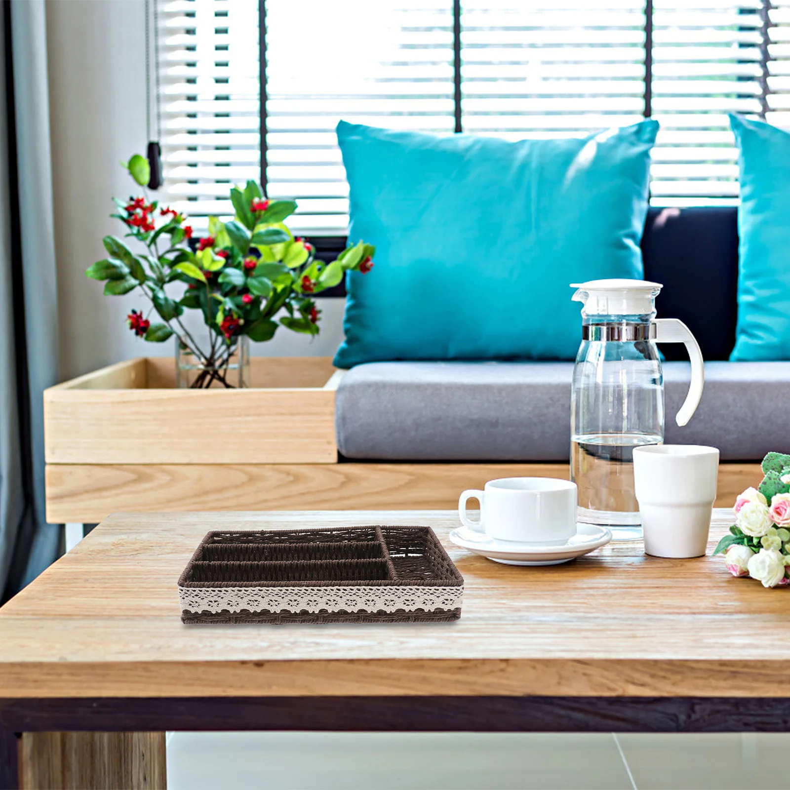 

1Pcs Practical Storage Supply Organizer Tray 4 Compartments for Kitchen Tableware Seasoning Bottles Tea Bags Desktop Tidy