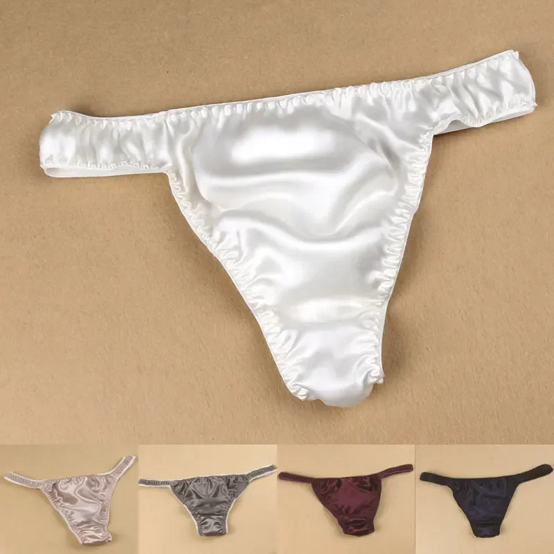 10pcs/lot sexy t silk thong comfortable breathable silk panties Hot-selling mulberry silk male brief low-waist