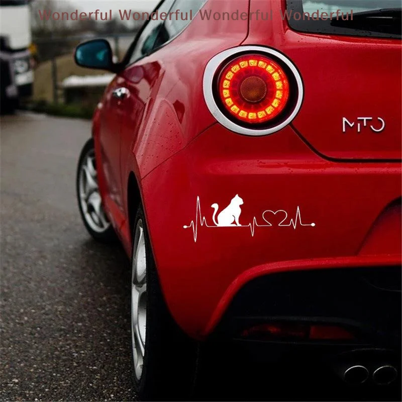 

Car Sticker Pet Cat Heartbeat Lifeline Creative Truck Automobiles Motorcycles Exterior Accessories Vinyl 20cm*8.9cm PVC