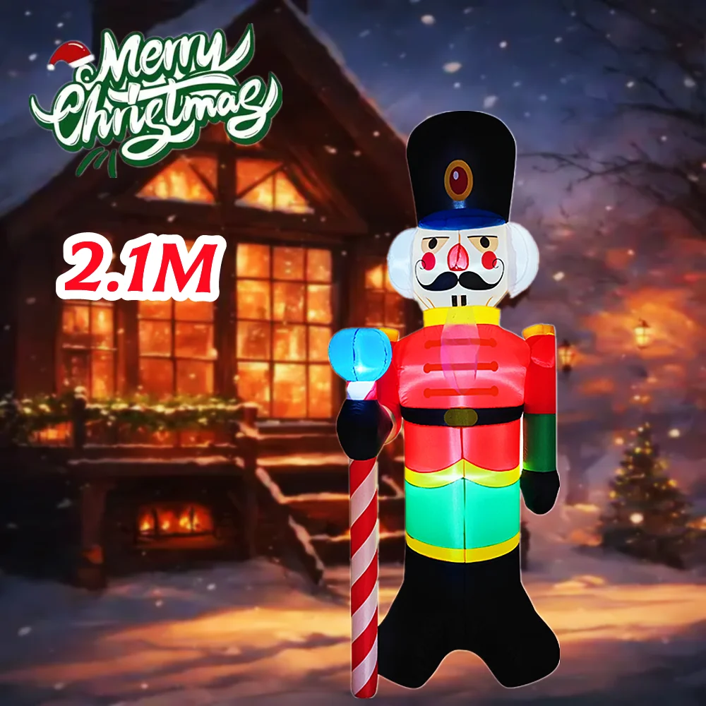 8FT/2.4M عيد الميلاد نفخ كسارة البندق الجندي ، المدمج في أضواء LED ، للداخلية في الهواء الطلق ساحة الحديقة ساحة هدايا عيد الميلاد الديكور