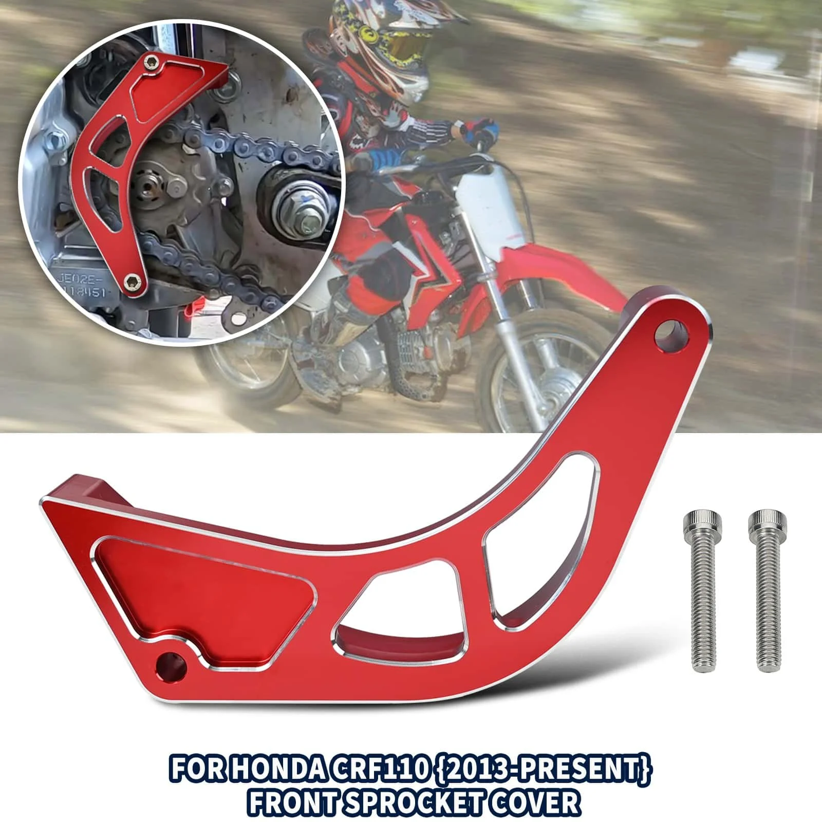 

Motorcycle Front Sprocket Cover Chain Guard Protector Red CNC Aluminum Alloy Accessories For Honda CRF110F 2013-2024