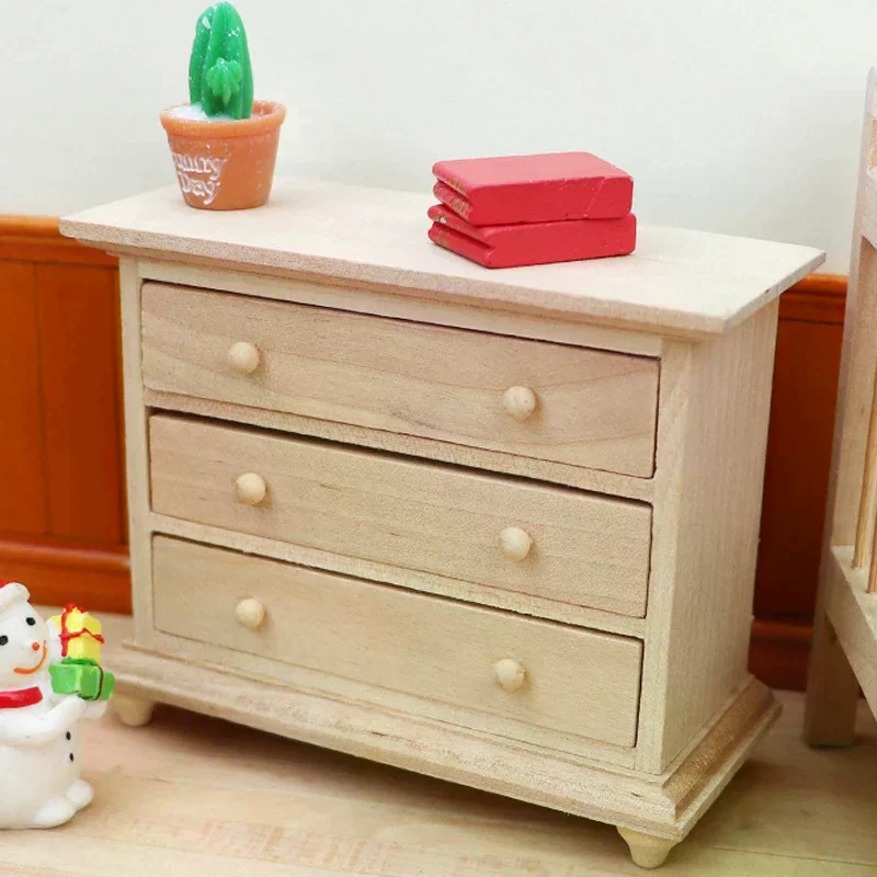 

1:12 Dollhouse Miniature Storage Drawer Cabinet Locker Bedside Table Furniture Model Decor Toy Doll House Accessories