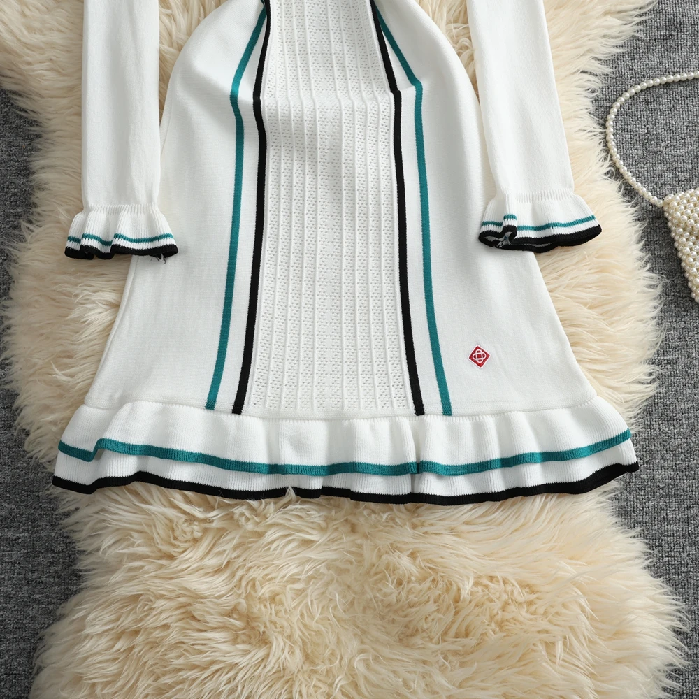 YuooMuoo Women Dress 2025 Spring Autumn Vintage Turn-down Collar Ruffled Mini Dress Aesthetic Y2K Lady Party Dresses Vestidos