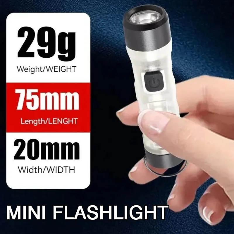 

Mini Portable LED Flashlight USB Rechargeable Flashlight with 10 Modes EDC Torch COB Floodlight Camping Fishing Hiking Lantern