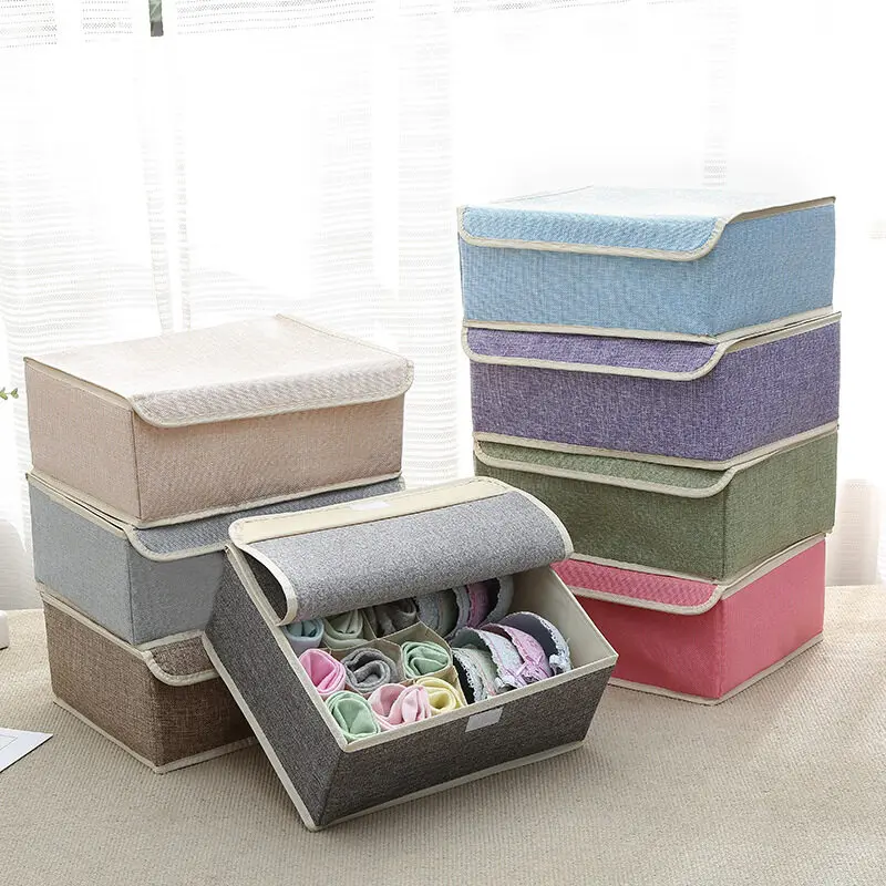 17 Grid Folding Cloth Storage Box Dustproof Cabinet Bra/Underwear/Sock Organizer For Tie Sock Short Divider Box Large 50*31*13cm