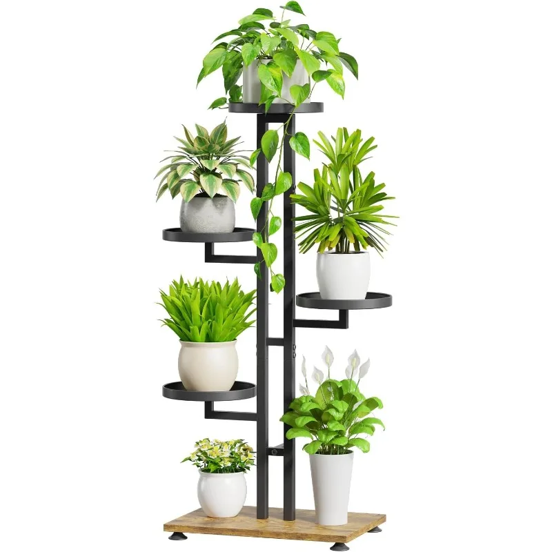 5 Tier Plant Stand Indoor Outdoor, Tiered Corner Multiple Flower Pot Holder Shelf, Metal 34 Inch Tall Display Rack for Patio