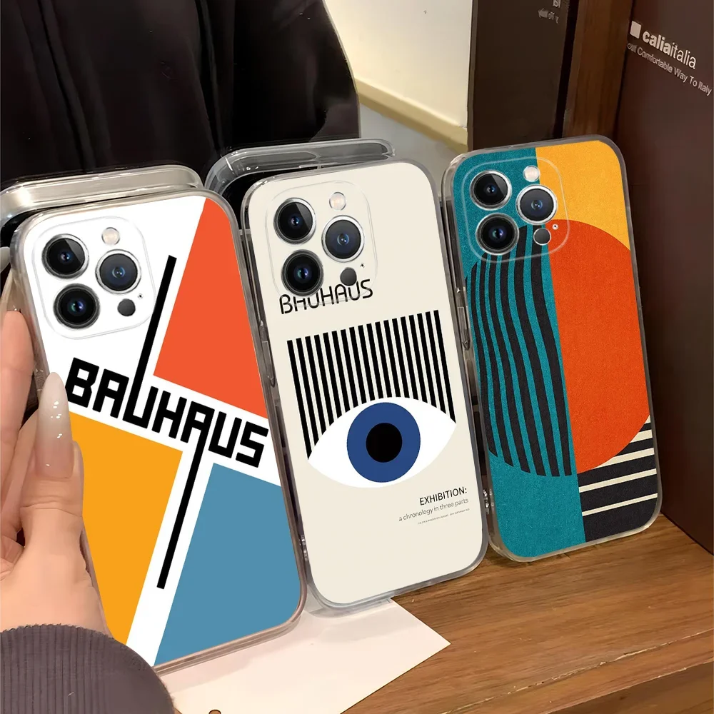 

Geometric Bauhaus Art Phone Case For iPhone 16 15 14 13 12 11 Pro Max Mini X XS SE 7 8 Plus 16E Shockproof Non-Slip Cover Fundas