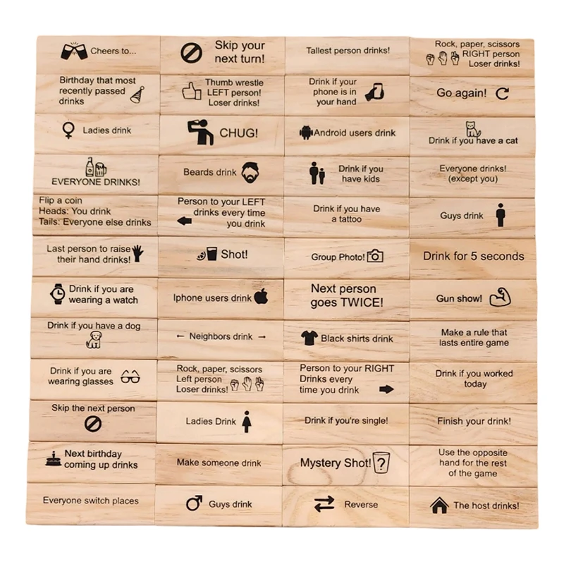 48 Pcs 나무 텀블 타워 게임, 성인용 게임, 성인용 커플 게임, 스태킹 나무 블록 게임