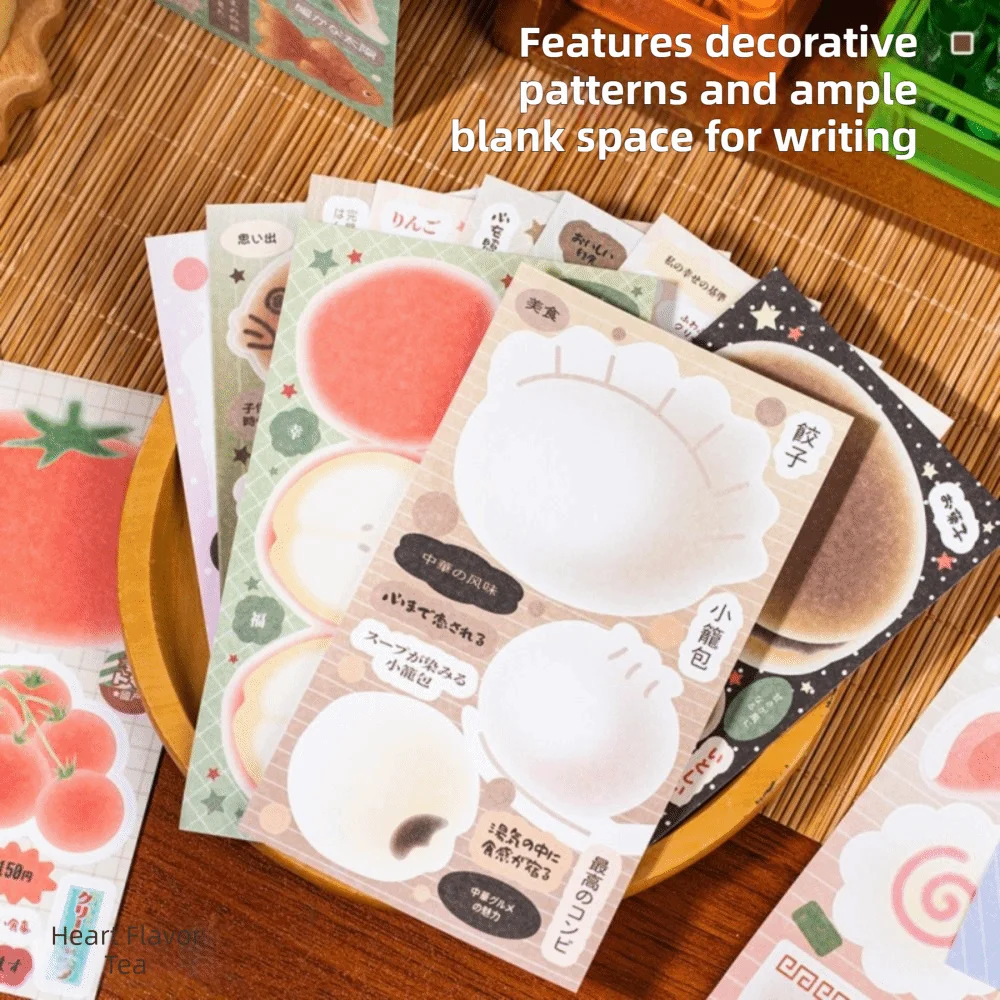 Writable Note Paper Sticker Book Daily Food Design Japanese Style Blank Label Decals Decorative DIY Food Label Stickers