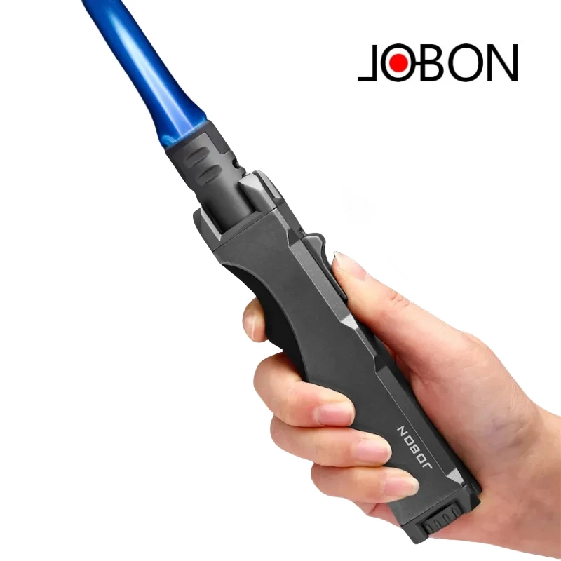 New JOBON Outdoor Metal Butane Kitchen BBQ Welding Lighter Tool Windproof Turbine Torch Strong Fire Butane Gas Lighter（NO Gas）