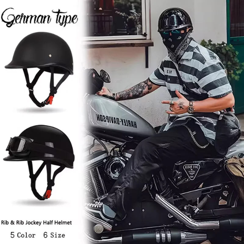 

DOT Permit Premium Vintage Matte Black Motorcycle Half Face Helmet Ventilation of Air Safe Sturdy Perfect for Men Women Touring