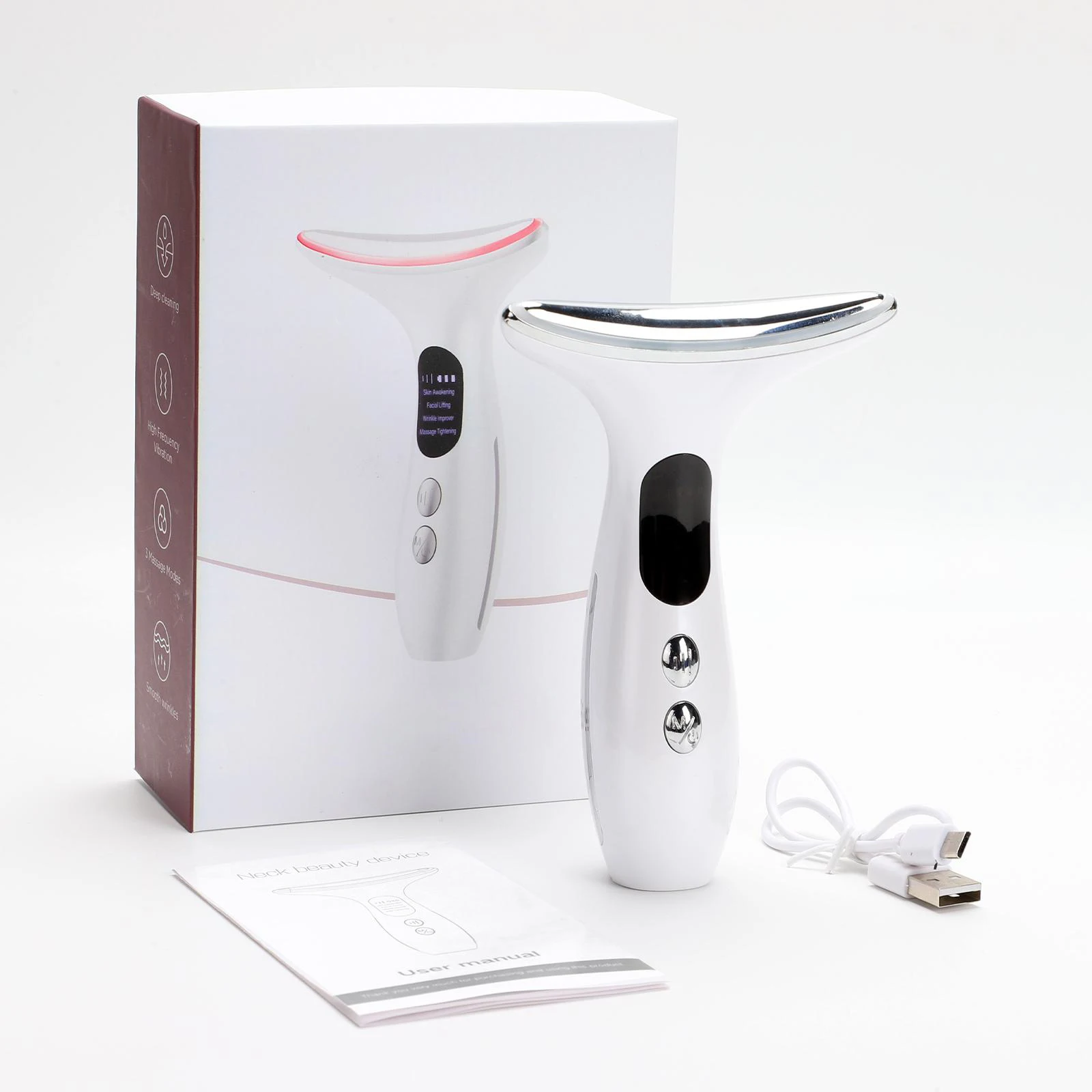 

Устройство для красоты шеи, массажный подтягивающий портативный эргономичный массажер для лица и шеи, белый