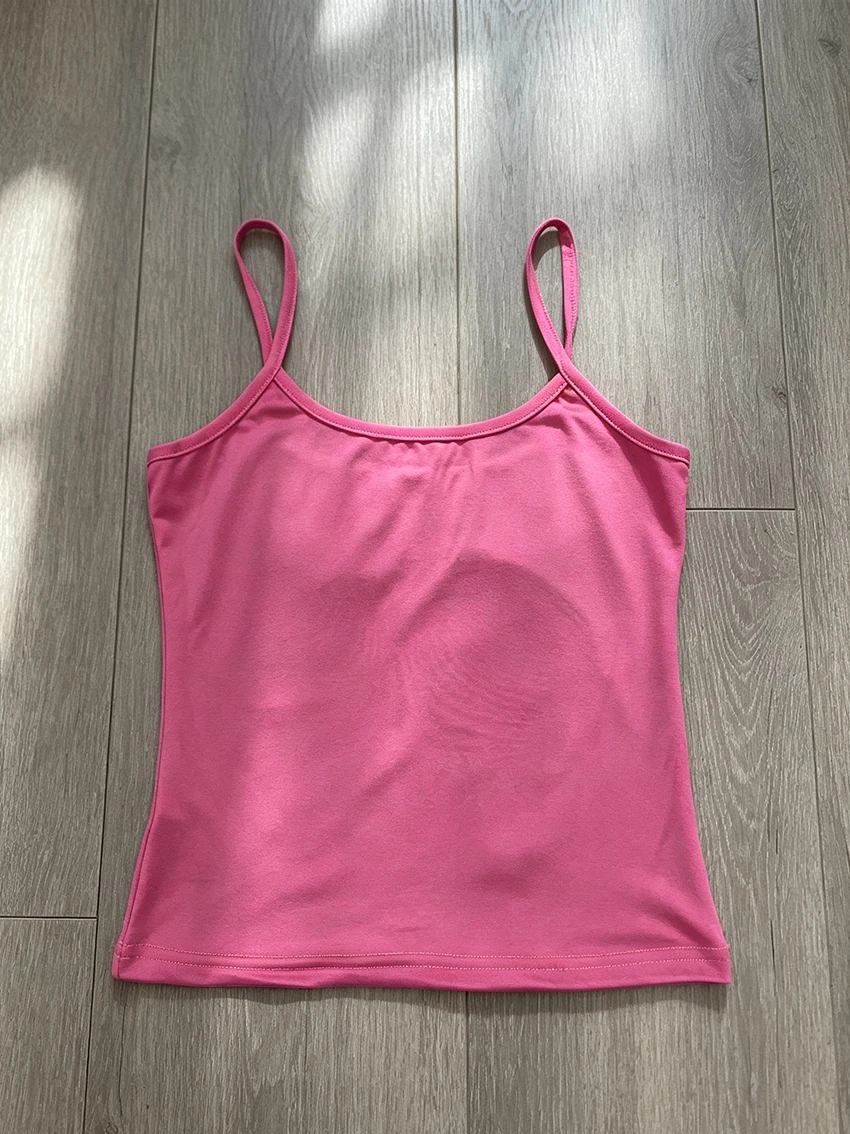 Y2K Mode Damen Einfarbige Camisole Tops mit Rückenflügel-Pailletten-Design, Schlanke Kurze Ärmellose Tanktops mit Spaghettiträgern für den Sommer und Clubwear – Detail 14