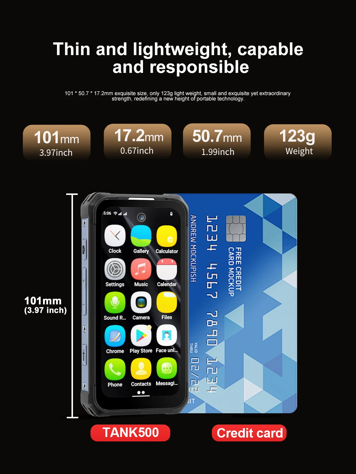 SERVO TANK500 4G Android Mini Rugged Smartphone 6GB+128GB 2 SIM Face Unlock 3.88 inch 3000mAh 13MP Camera Waterproof Smart Phone