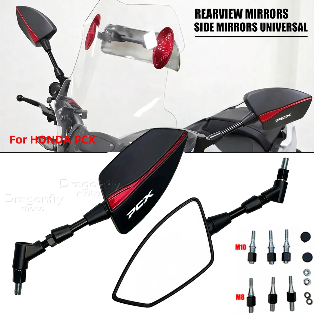 

For Honda PCX125 PCX150 PCX160 PCX 125 150 160 2018 - 2024 8/10mm Universal Adjustabale Rearview Rear View Mirrors Side Mirror