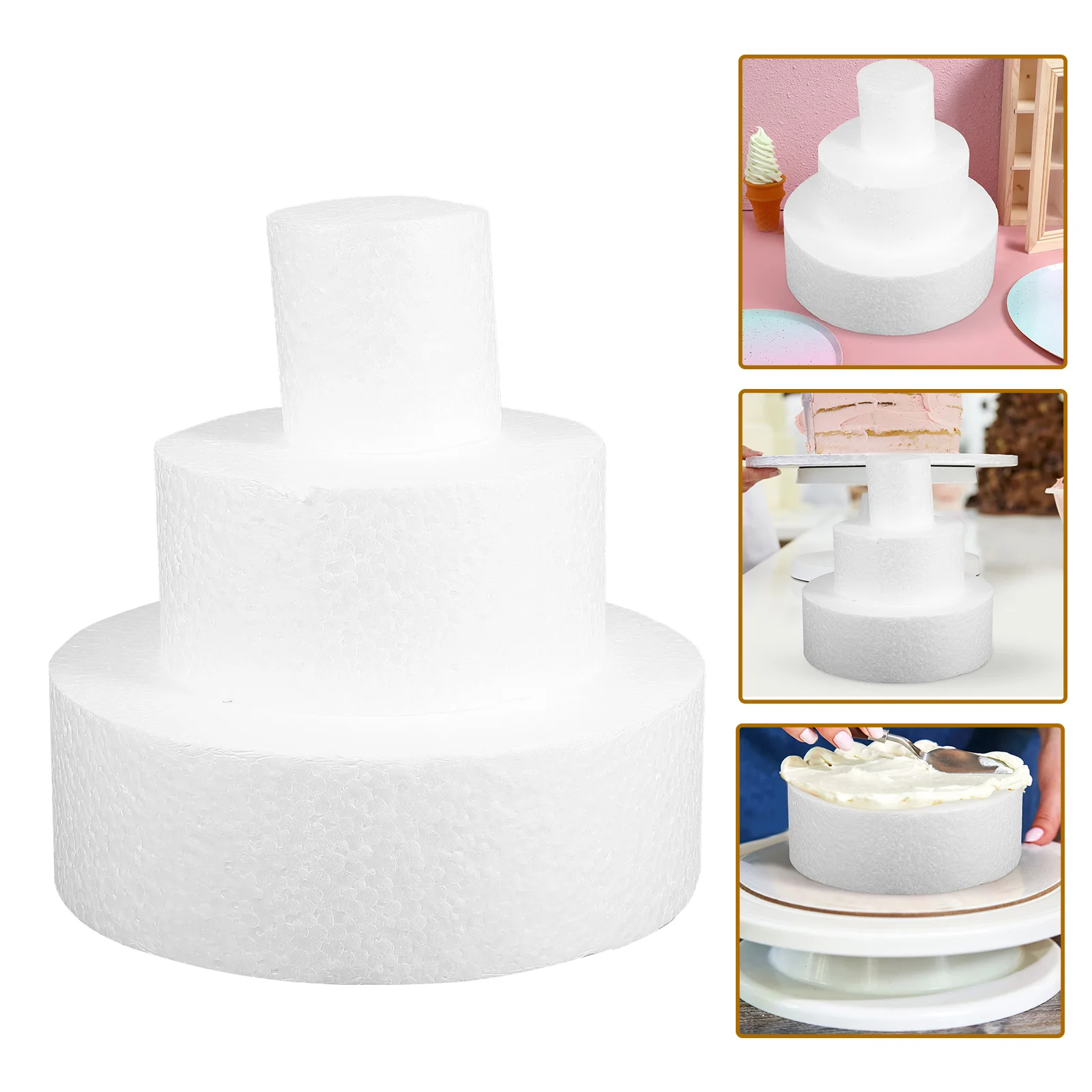 3 Pcs Prosthetic Foam Cake Model Wedding Display Props Foams Color Sand for Crafts Mold Decorating Photography Practice Aids