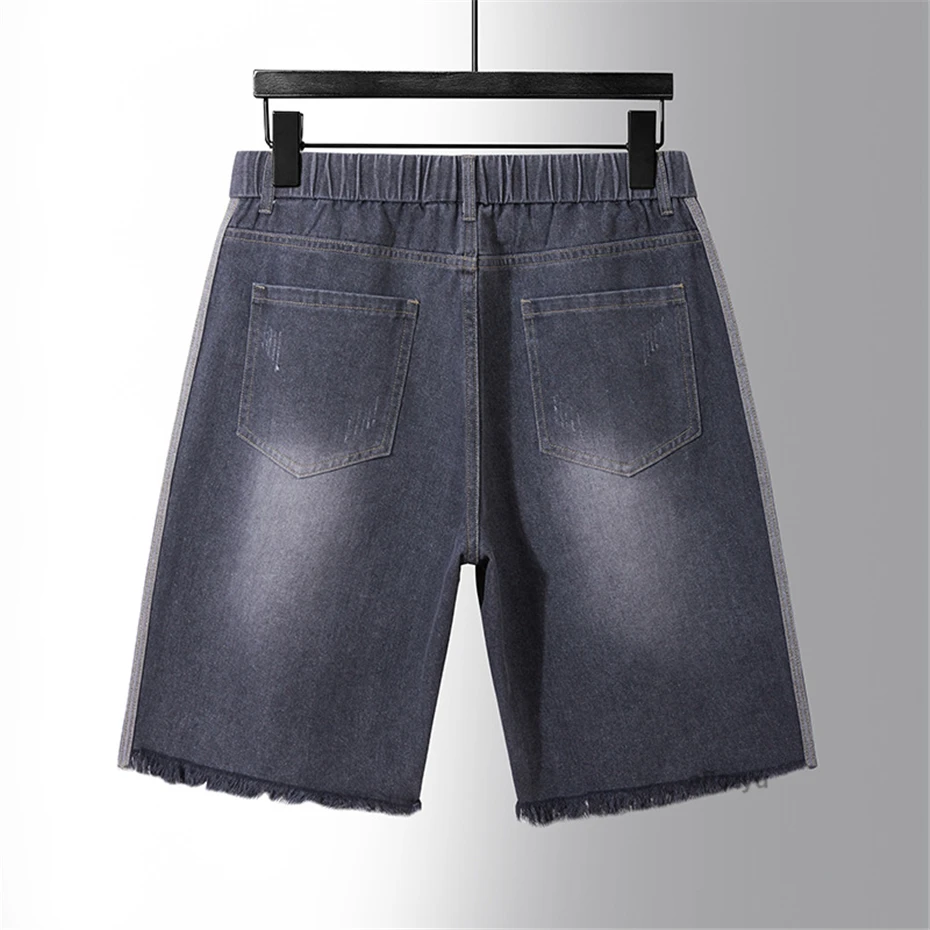 Ripped Hole Jeans Men Denim Shorts Plus Size 8XL Summer Short Pants Fashion Casual Elastic Waist Jeans Big Size