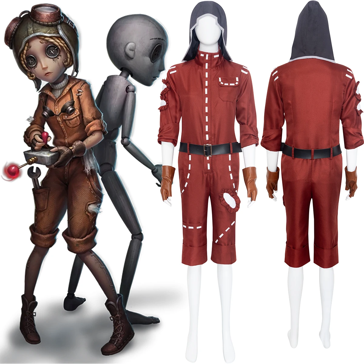 Identity V Mechanic Cosplay Costume Game Tracy Reznik Dull Orange Jumpsuit Outfit Halloween Theme Party