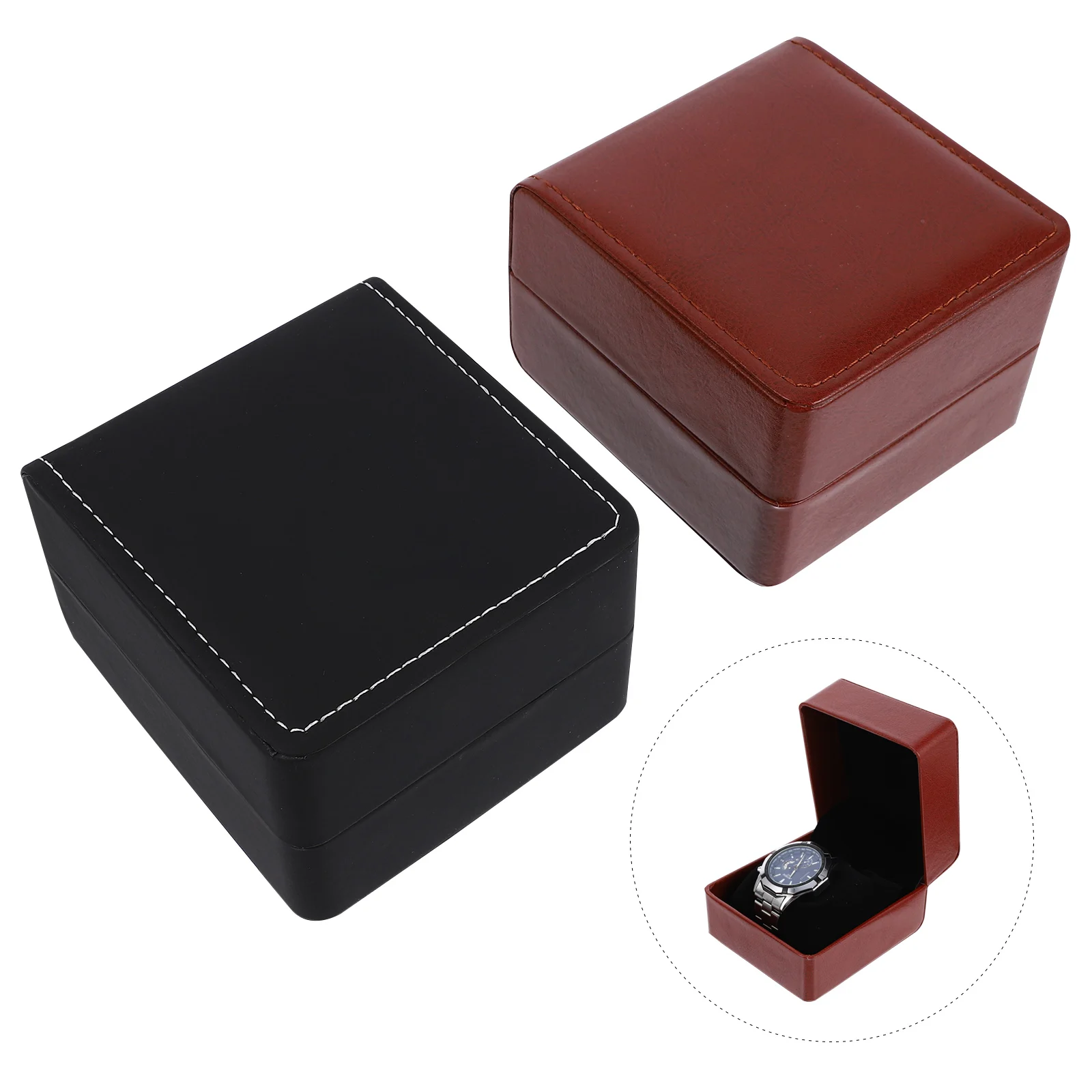 

2 pcs Pu Storage Boxes Multi-Function Watch Boxes For Jewelry Watches Elegant Organizers Classic Design Gift For Watch