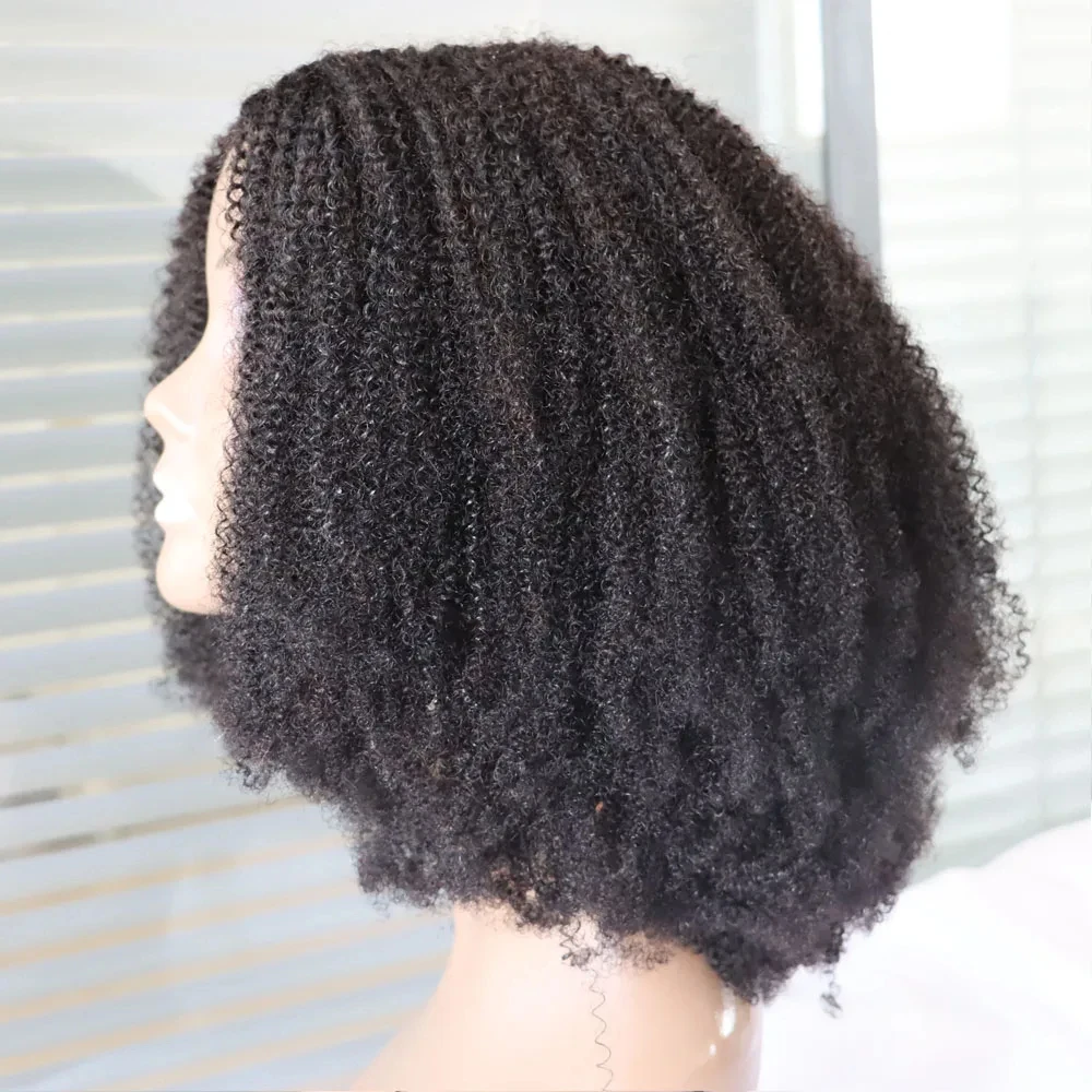 아프로 곱슬곱슬한 버진 레미 인모 부분 가발 짧은 브라질리언 헤어 V파트 가발 인모