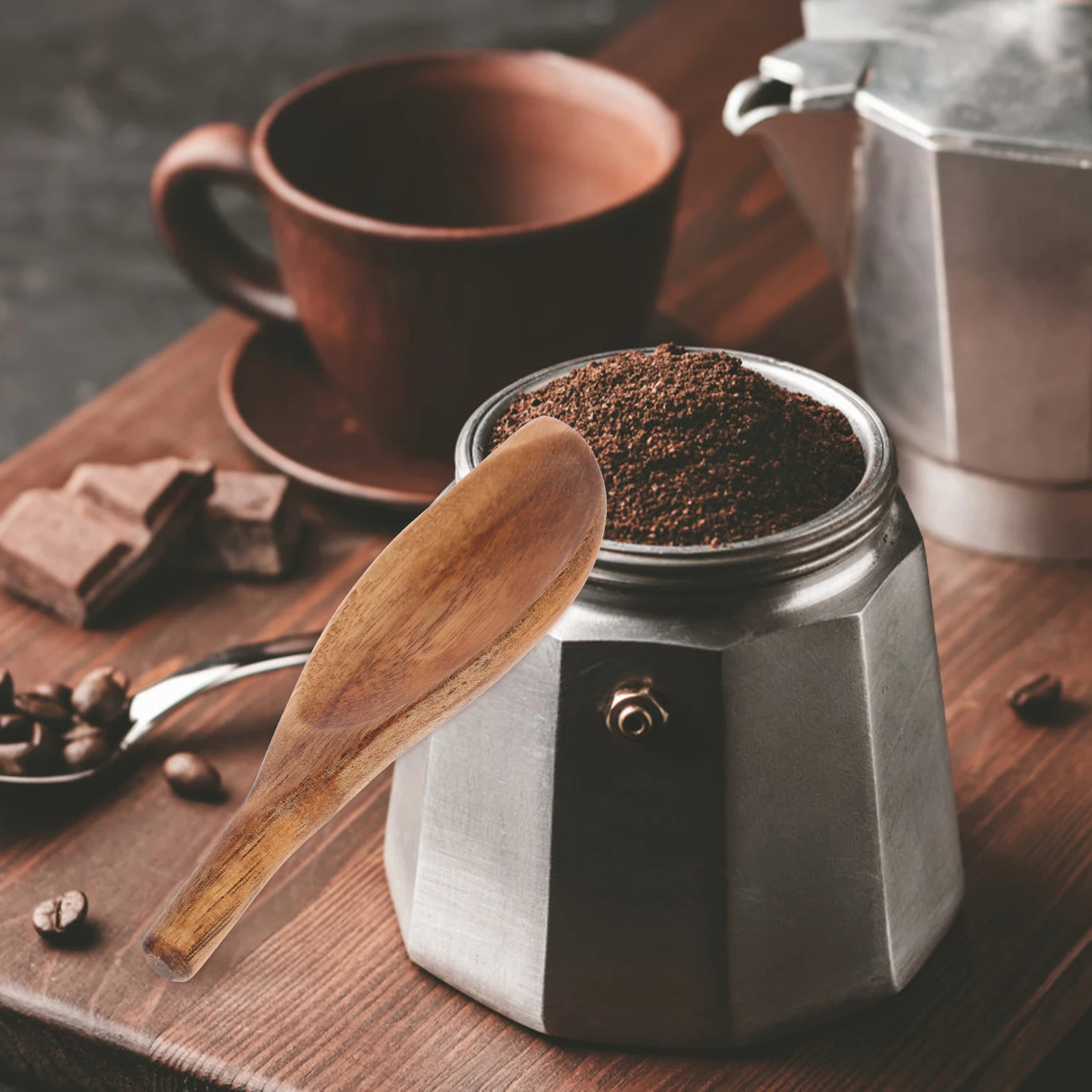

Coffee Powder Scoop Wooden Practical Coffee Bean Spoon Kitchen Gadget Measuring Tool for Home Travel Camping