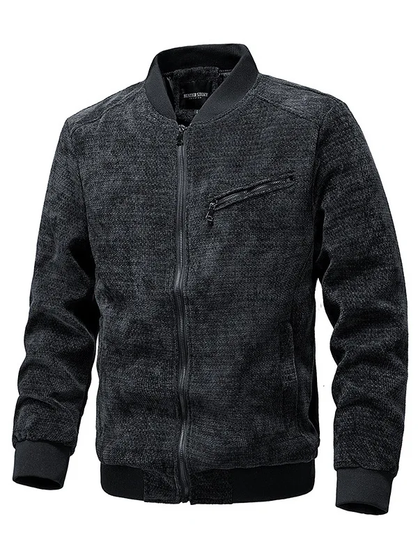 

Retro Busin Cotton Linen Men's Jaet Coat Classic Straight Hem V-Ne Zipper Closure Long Sve Pure Color Outerwear