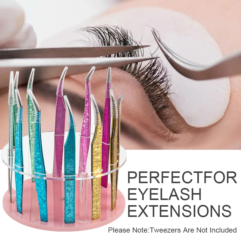 Detachable Rotatable Acrylic Lash Tweezers Holder Multi Slots Eyelash Extension Tweezers Storage Rack Beauty Tools Organizer