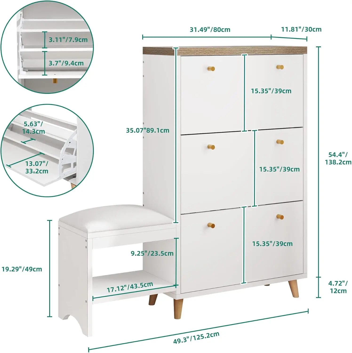 YITAHOME Shoe Cabinet with 3 Flip Drawers, Modern Shoe Storage Cabinet with Shoe Bench for Entryway, Freestanding Hidden