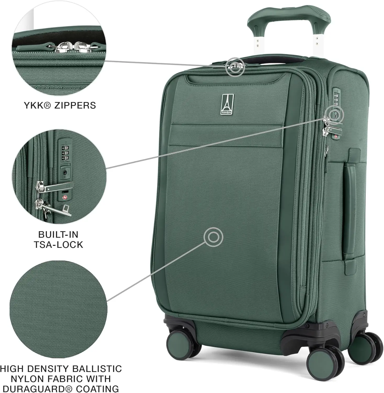 

VersaPack+ Lightweight Softside Expandable Carry on Luggage, 8 Spinner Suitcase, TSA Lock, Men and Women, Carry On 21-Inch