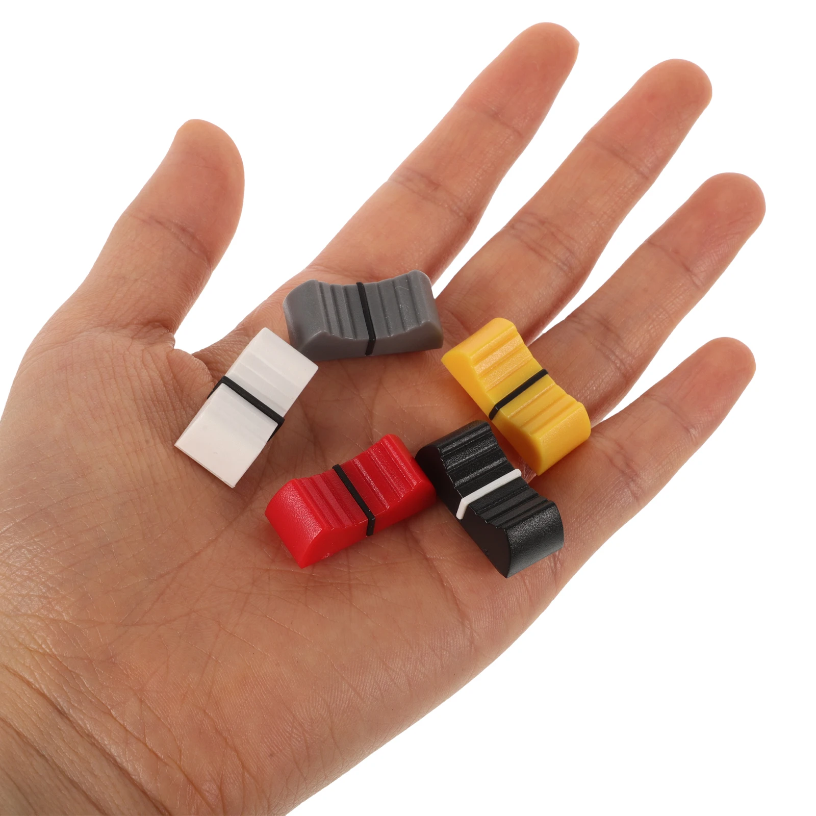 

50pcs Fader Caps Mixer Slider Knobs Replacement Console Plastic 4mm DJ Turntable Beatmaking White Yellow Red Black Gray