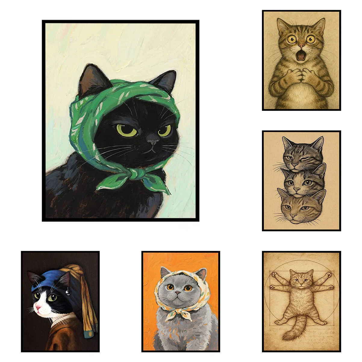 

Moody Black Cat Poster Decorated Wall Pictures Interior Paintings Coffee House Bar Abstract Painting Posters Room Decor Man Home