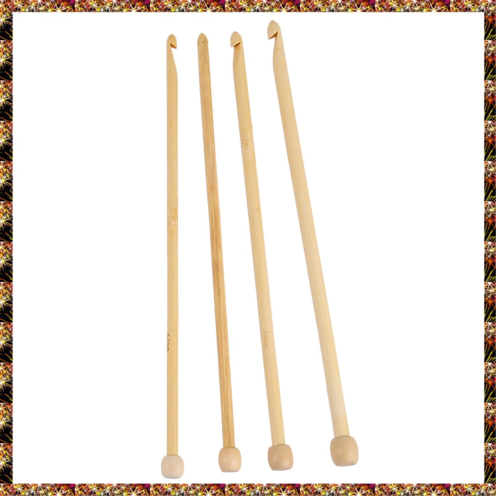 BTCL Natural Color Natural Bamboo Single Pointed Afghan Tunisian Crochet Hooks Needles 25.5Cm-25Cm Long,1 Set(12 Pcs/Set)