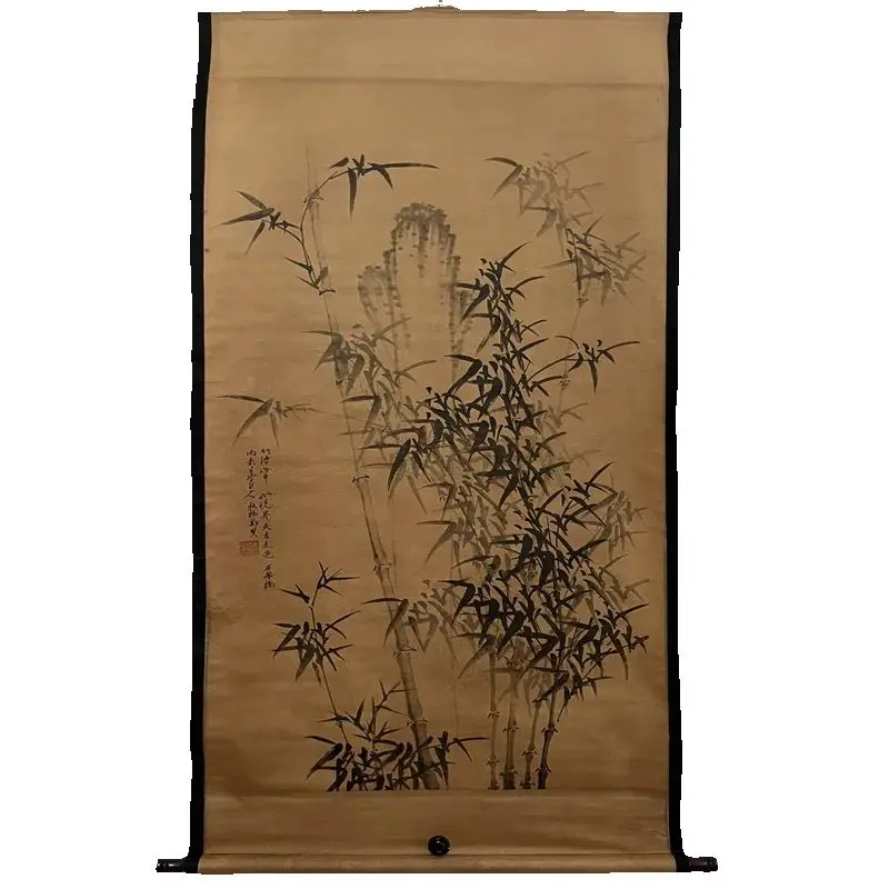 

China old Celebrity paintings- Zheng Banqiao's Ink Bamboo Painting Scroll Hanging paintings