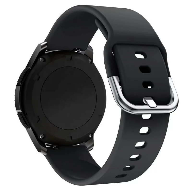 Zapasowy pasek na rękę do zegarka Samsung Galaxy active/2 20/22mm srebrna klamra z miękkiego silikonu