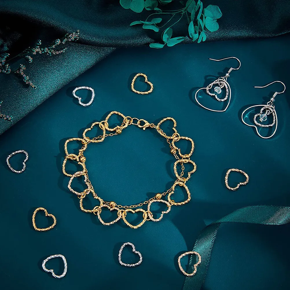 320Pcs Heart Shaped Jump Rings for Jewelry Making DIY Crafts Metal Charms Link Connectors Earring Making Supplies Kit